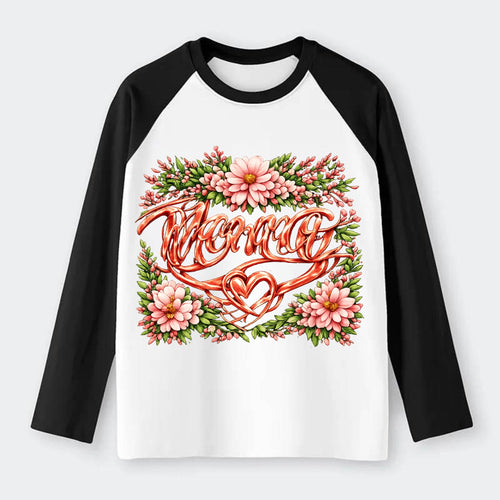 Mama Script - Raglan Long Sleeve T-Shirt
