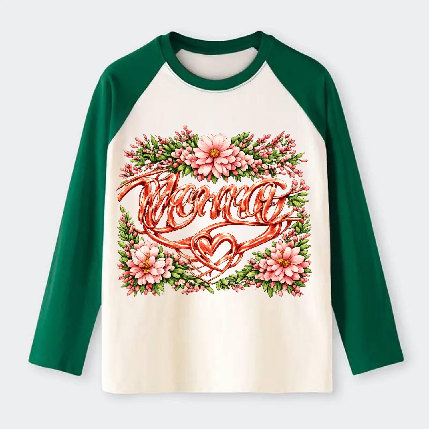 Mama Script - Raglan Long Sleeve T-Shirt