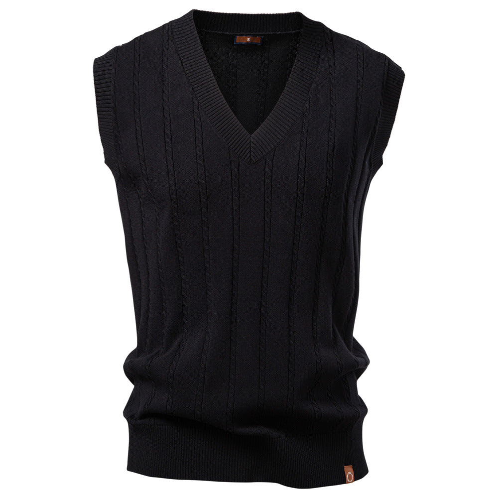 Men's V-Neck Cable Knit Vest: Smart Business Casual