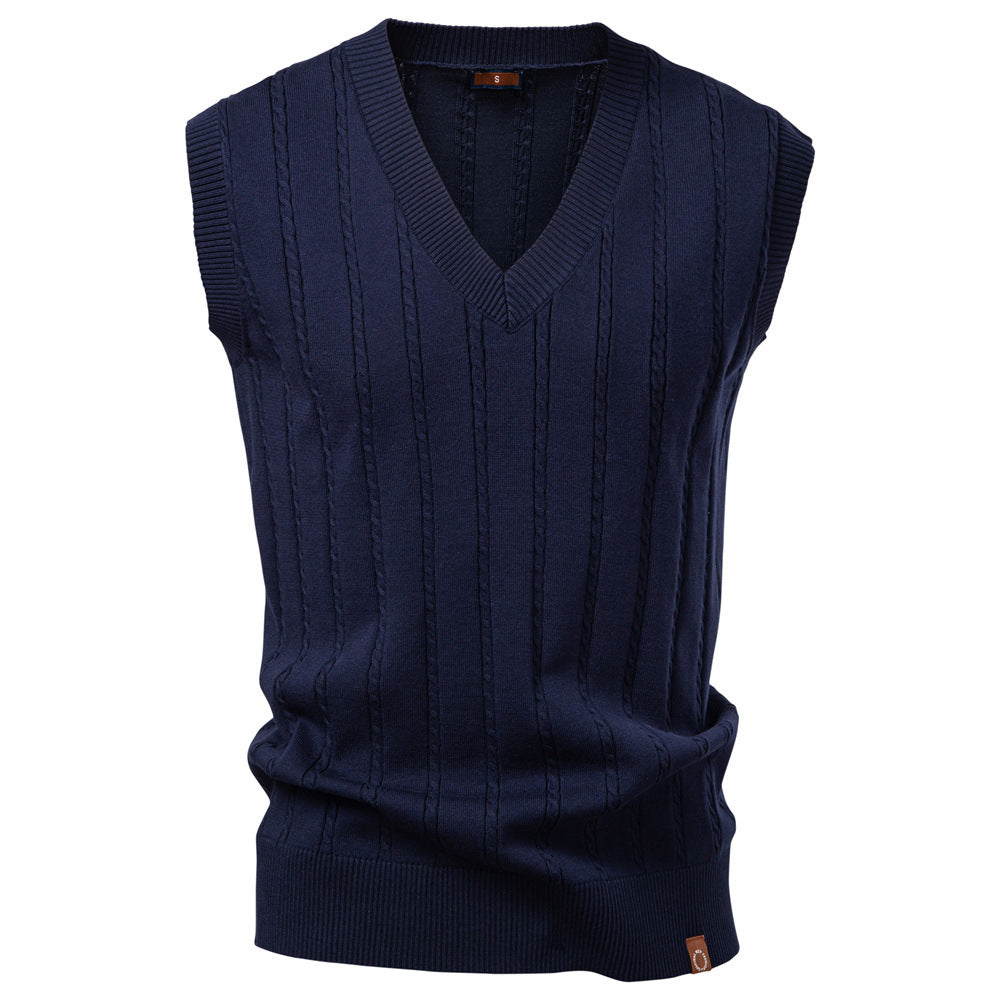 Men's V-Neck Cable Knit Vest: Smart Business Casual