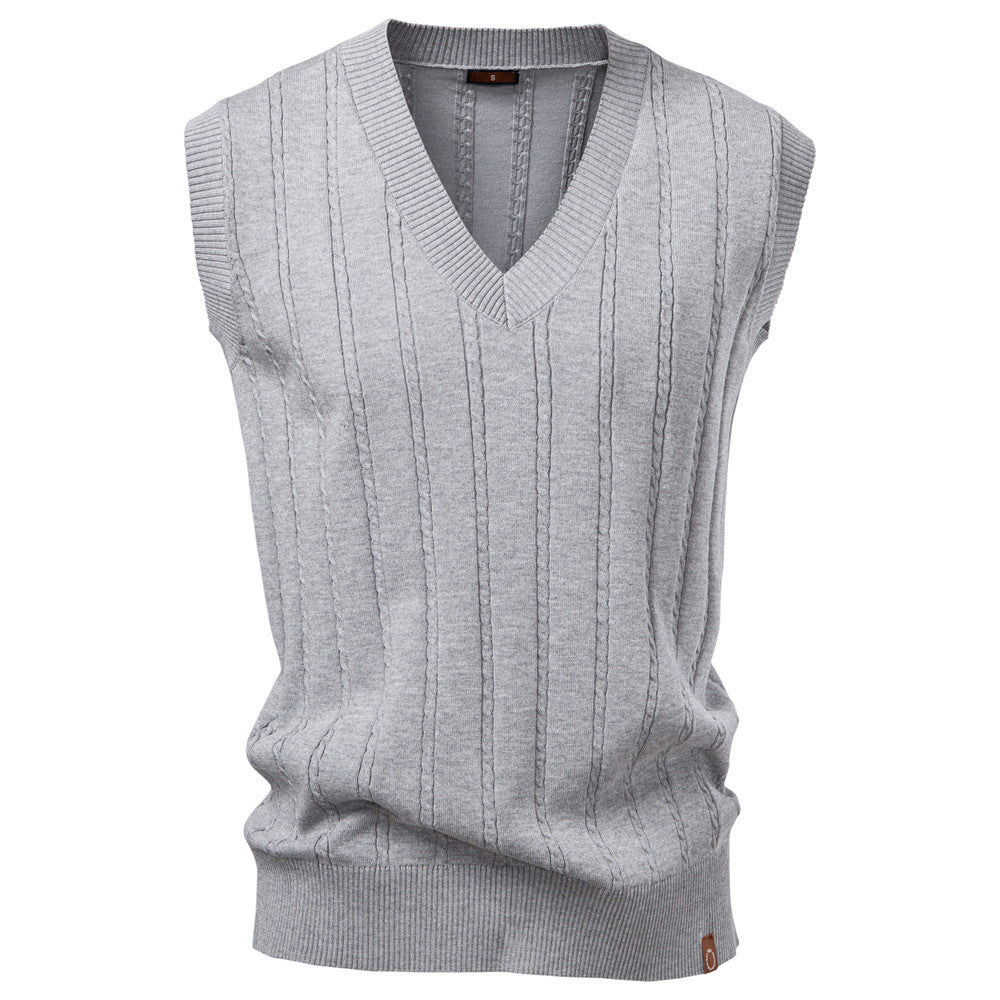 Men's V-Neck Cable Knit Vest: Smart Business Casual