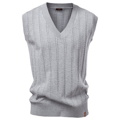 Men's V-Neck Cable Knit Vest: Smart Business Casual