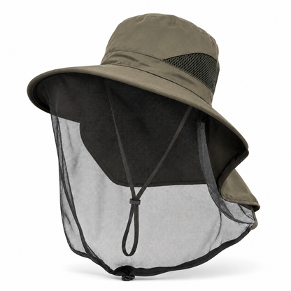 Mosquito Veil Sun Hat with Neck Flap - Breathable UV Protection