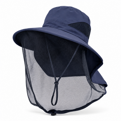Mosquito Veil Sun Hat with Neck Flap - Breathable UV Protection