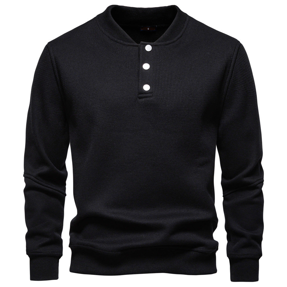 Men's Waffle Knit Baseball Collar Sweatshirt