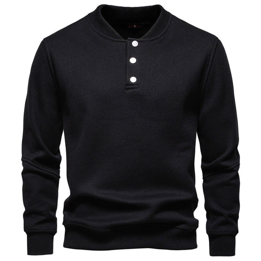 Men's Waffle Knit Baseball Collar Sweatshirt