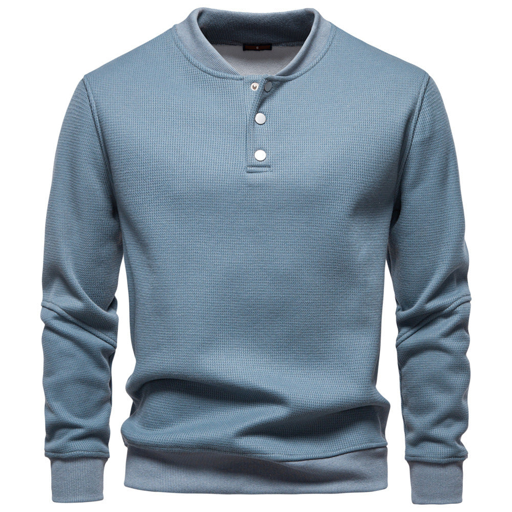 Men's Waffle Knit Baseball Collar Sweatshirt