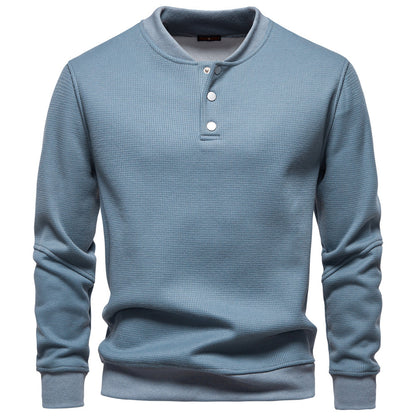 Men's Waffle Knit Baseball Collar Sweatshirt