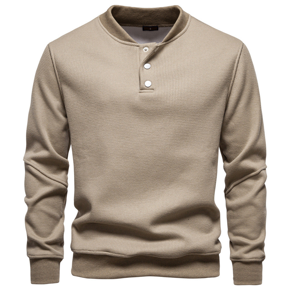Men's Waffle Knit Baseball Collar Sweatshirt
