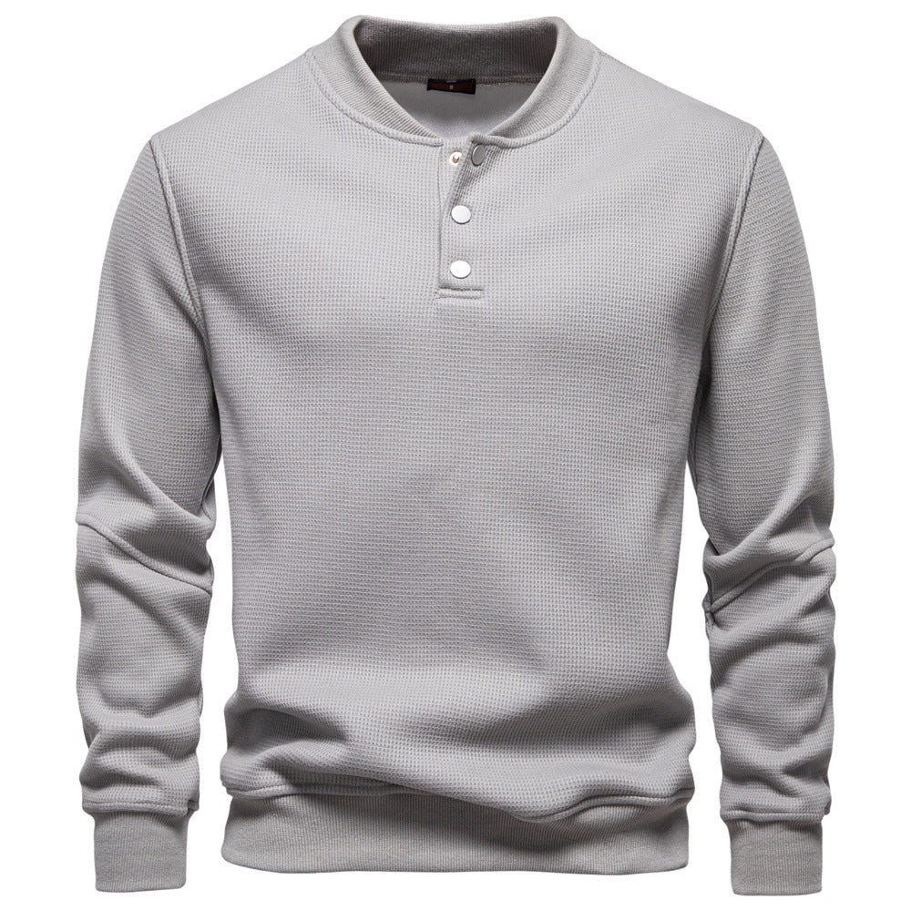 Men's Waffle Knit Baseball Collar Sweatshirt