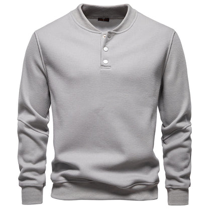 Men's Waffle Knit Baseball Collar Sweatshirt