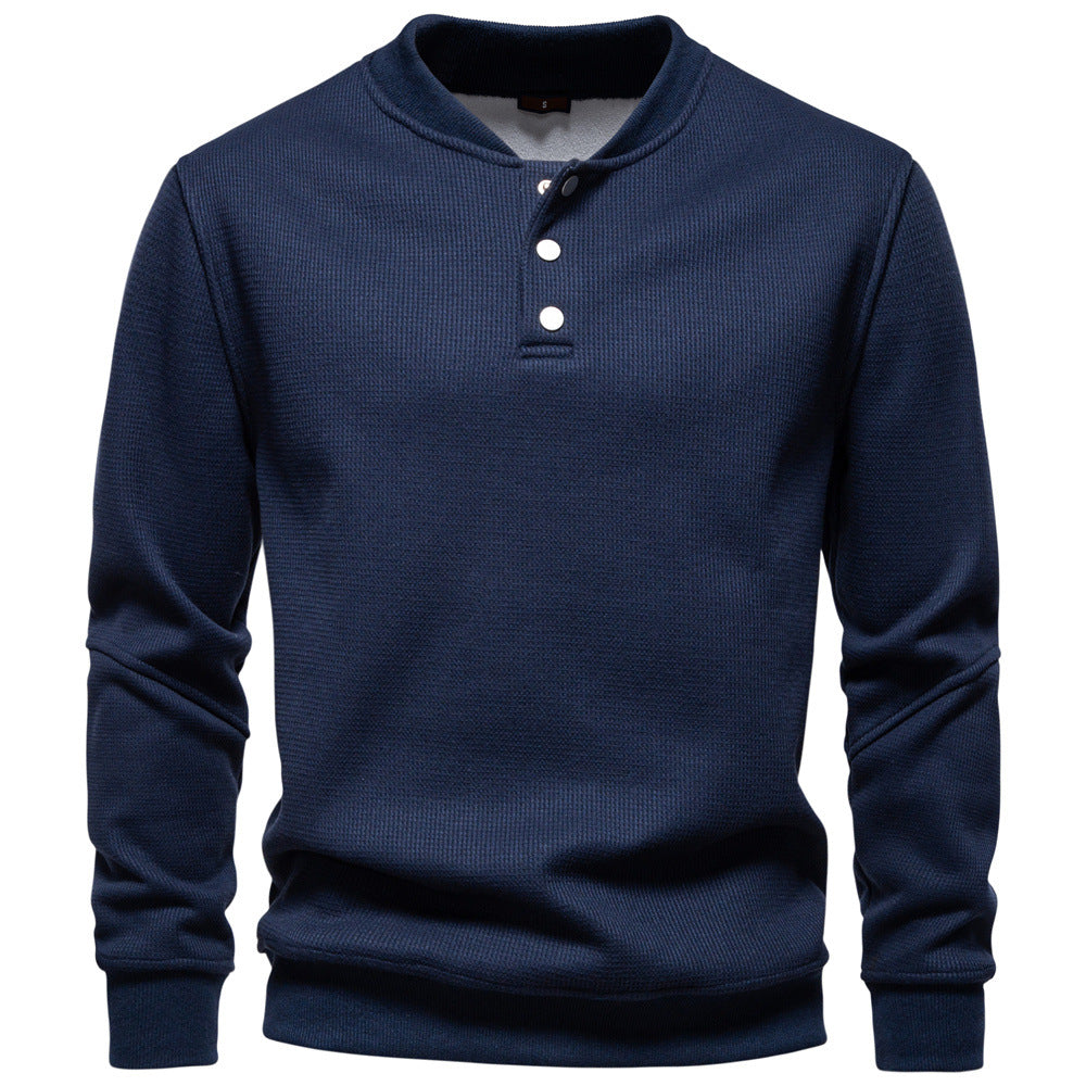 Men's Waffle Knit Baseball Collar Sweatshirt