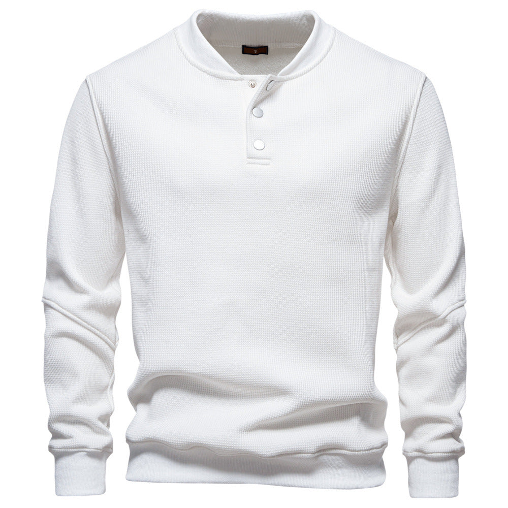 Men's Waffle Knit Baseball Collar Sweatshirt