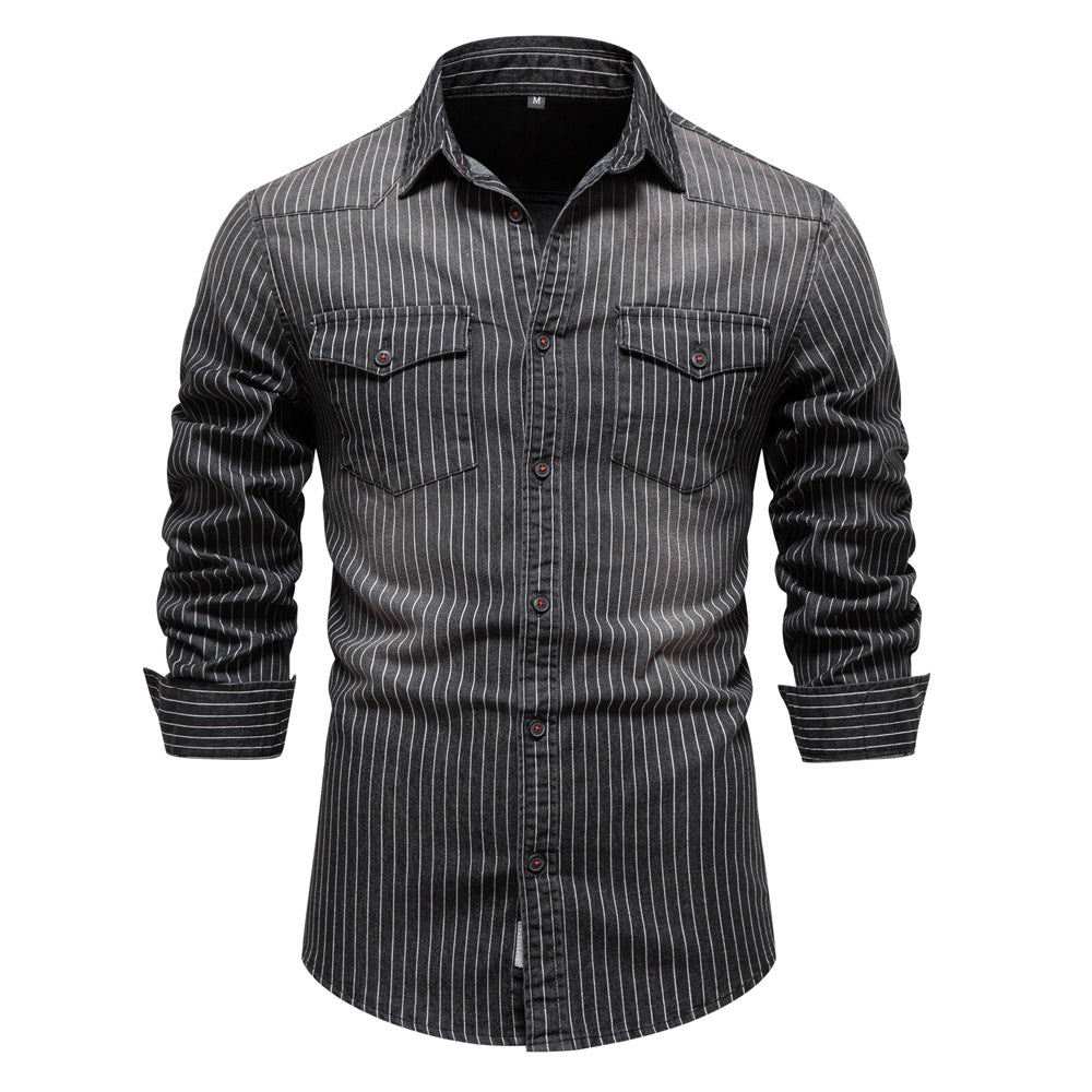 Men's Washed Stripe Denim Shirt