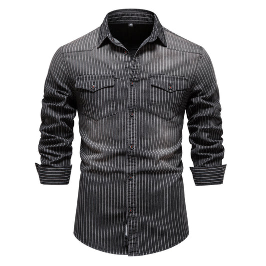 Men's Washed Stripe Denim Shirt
