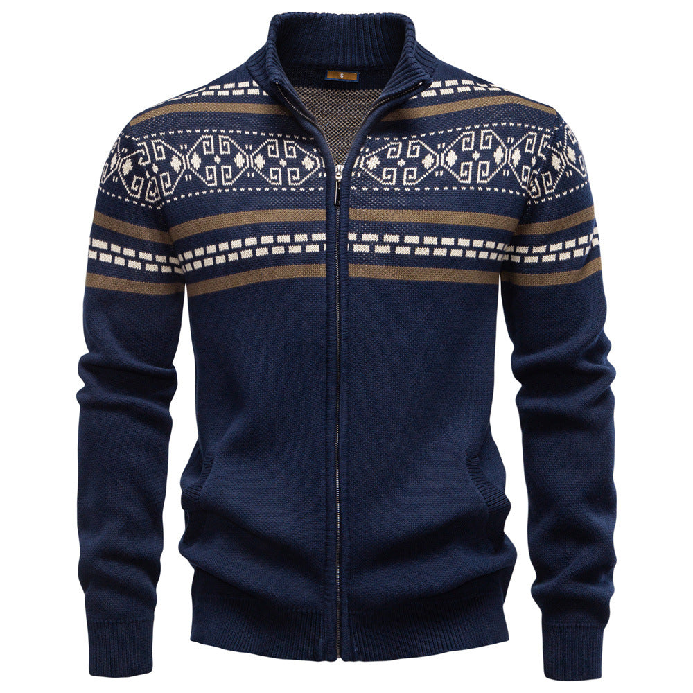 Men's Zipper Knit Cardigan Sweater