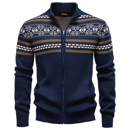 Men's Zipper Knit Cardigan Sweater