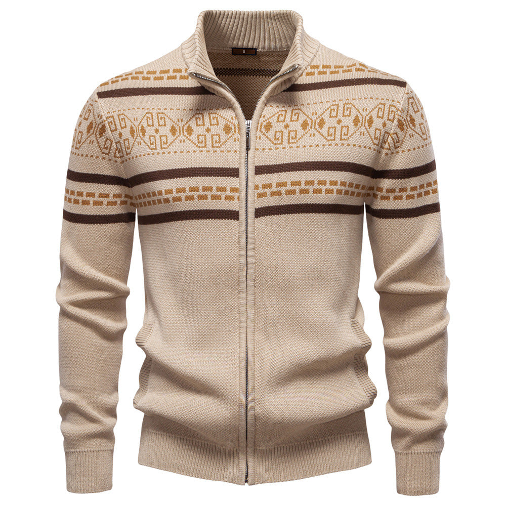 Men's Zipper Knit Cardigan Sweater