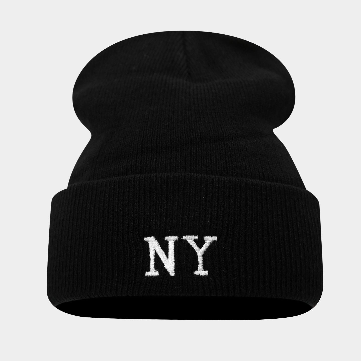 NY Embroidered Knit Beanie - Warm Winter Hat