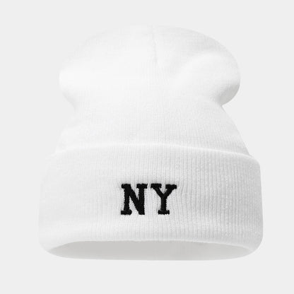 NY Embroidered Knit Beanie - Warm Winter Hat