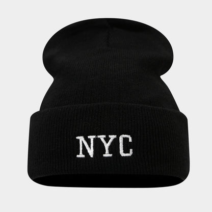 NYC Letter Brimless Beanie: Korean Style Urban Hat