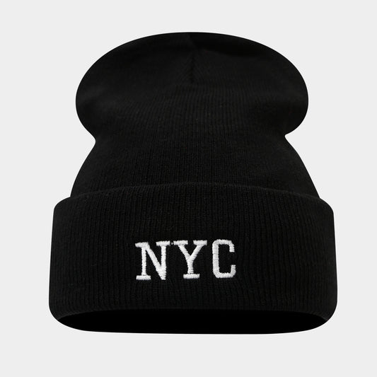NYC Letter Brimless Beanie: Korean Style Urban Hat