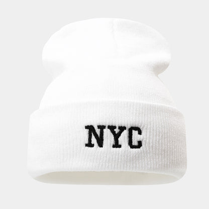 NYC Letter Brimless Beanie: Korean Style Urban Hat