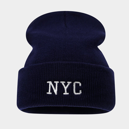 NYC Letter Brimless Beanie: Korean Style Urban Hat