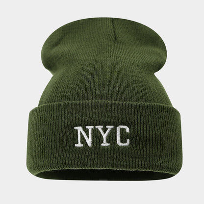 NYC Letter Brimless Beanie: Korean Style Urban Hat