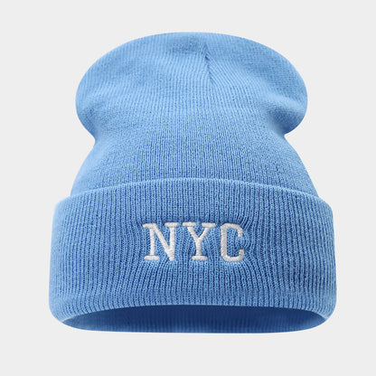 NYC Letter Brimless Beanie: Korean Style Urban Hat