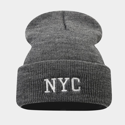 NYC Letter Brimless Beanie: Korean Style Urban Hat