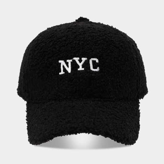 NYC Letter Lambswool Baseball Cap - Winter Warm & Trendy