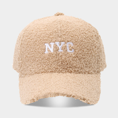 NYC Letter Lambswool Baseball Cap - Winter Warm & Trendy