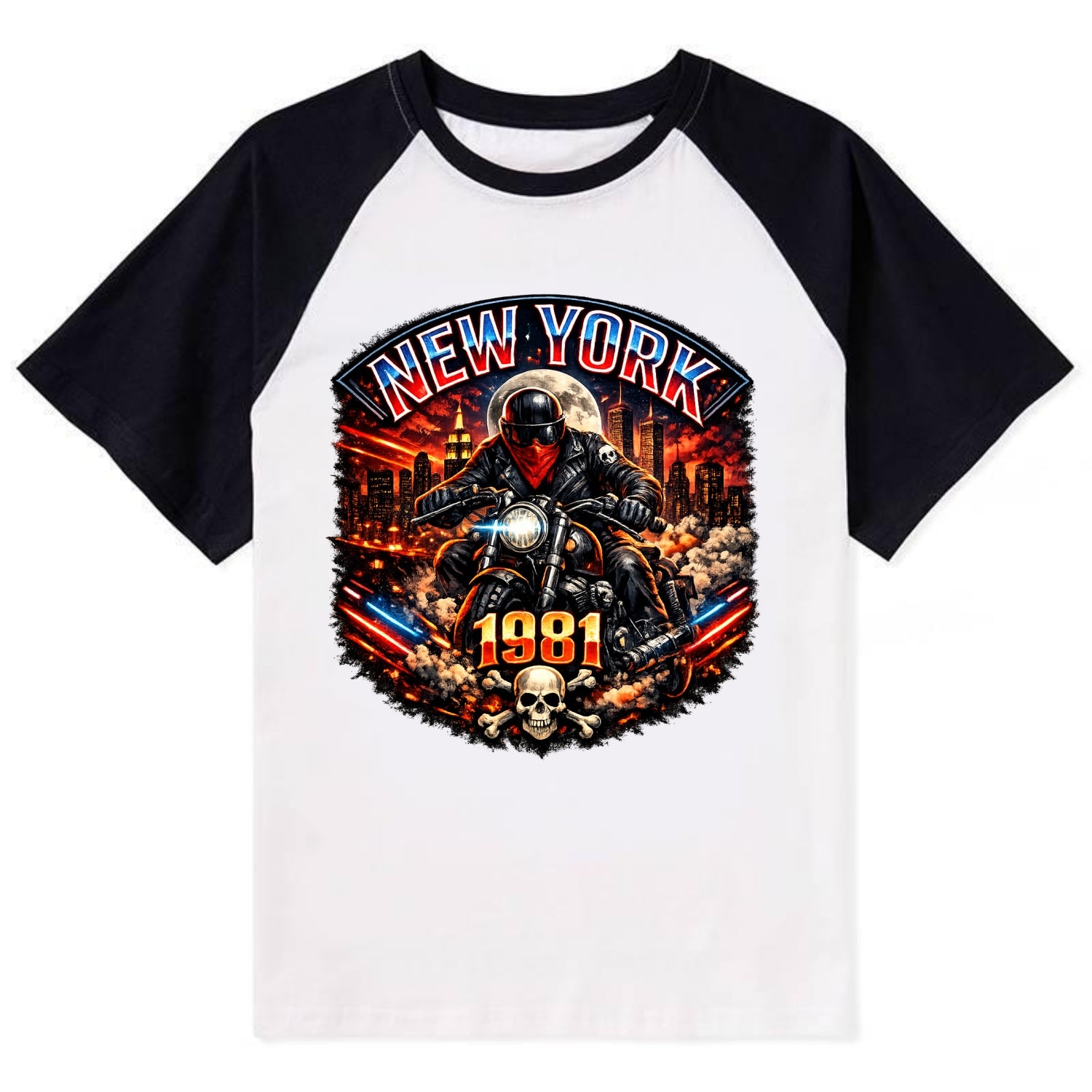 New York 1981 Biker - Contrast Raglan T-shirt