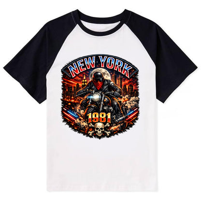 New York 1981 Biker - Contrast Raglan T-shirt