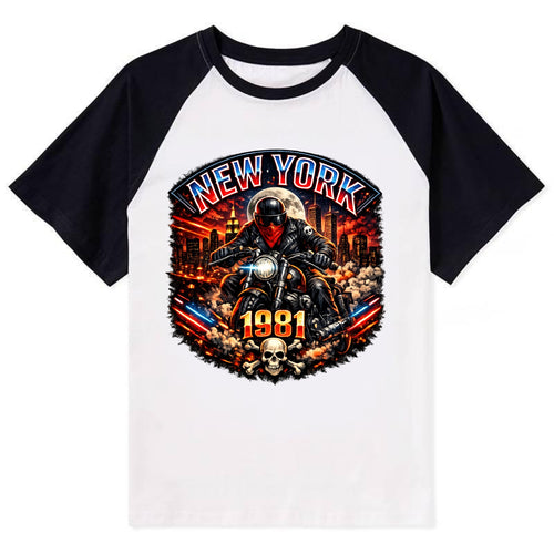 New York 1981 Biker - Contrast Raglan T-shirt