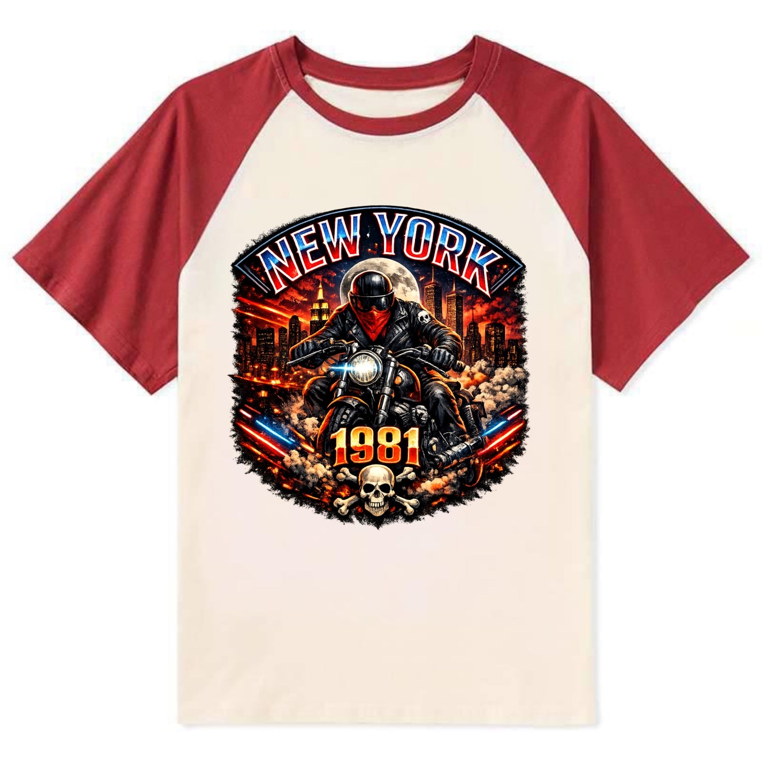 New York 1981 Biker - Contrast Raglan T-shirt