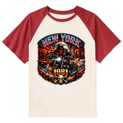 New York 1981 Biker - Contrast Raglan T-shirt