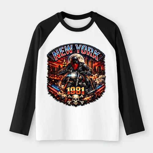 New York 1981 Biker - Raglan Long Sleeve T-Shirt