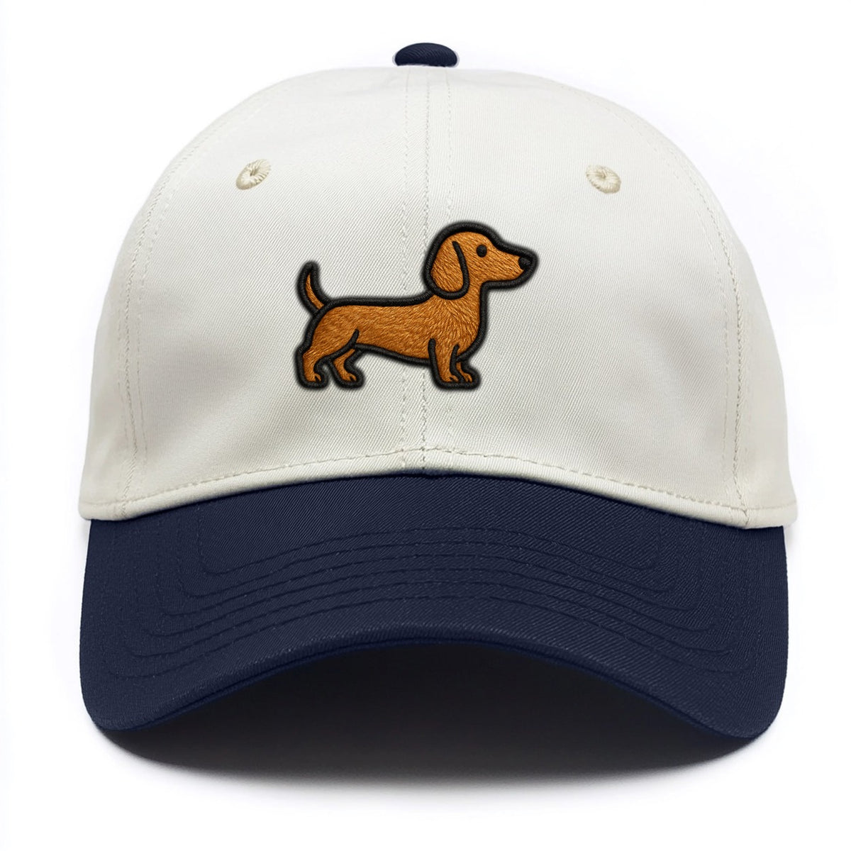 Dachshund - Modern elongated silhouette - Two Tone Cap - Navy
