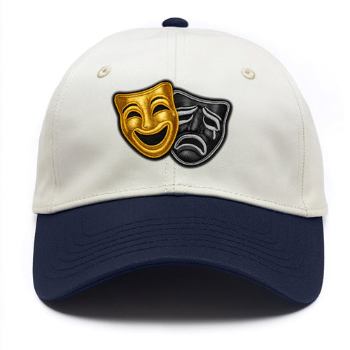 BROADWAY MASKS - comedy tragedy masks in gold and black , theater - Two Tone Cap