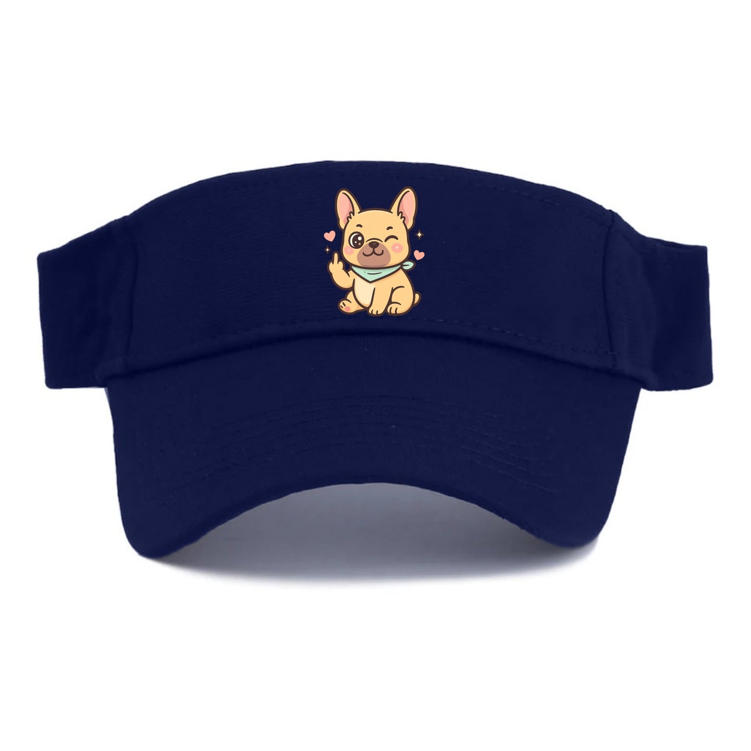 French Bulldog sitting with bat ears up, strong paw with sass - Visor - Navy