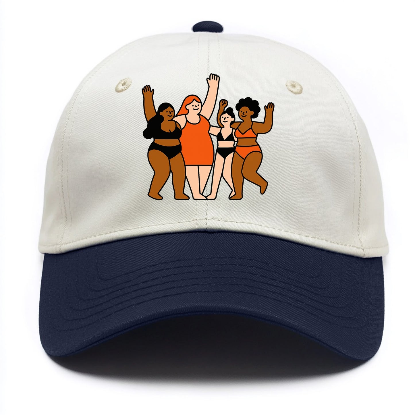 Diverse body types celebrating together - body positivity movement, all bodies are - Two Tone Cap - Navy