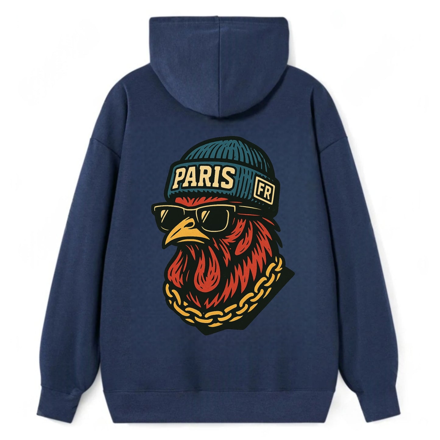 Paris Rooster - Classic Pullover Hoodie - Navy