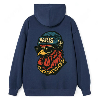 Paris Rooster - Classic Pullover Hoodie - Navy
