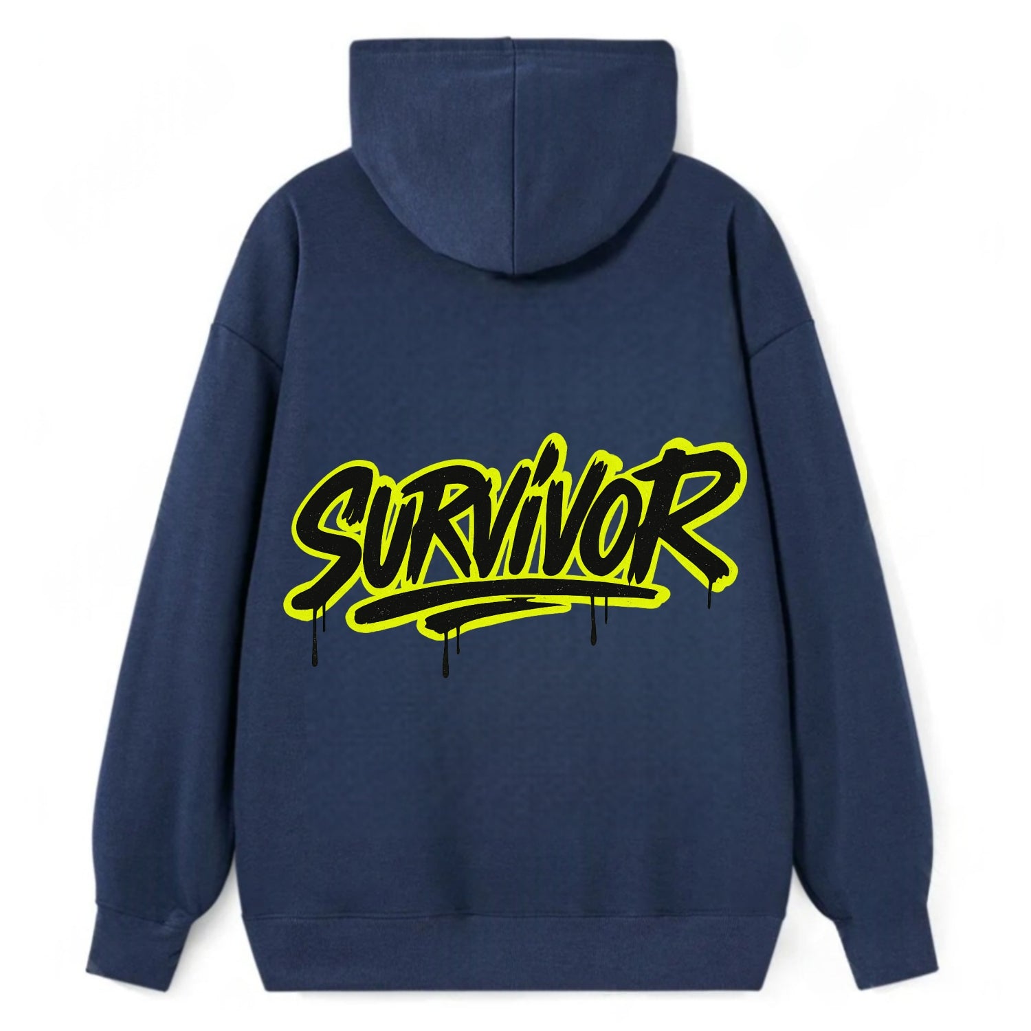 Bold typography design - "SURVIVOR" - overcomer, still standing, made it - Classic Pullover Hoodie - Navy
