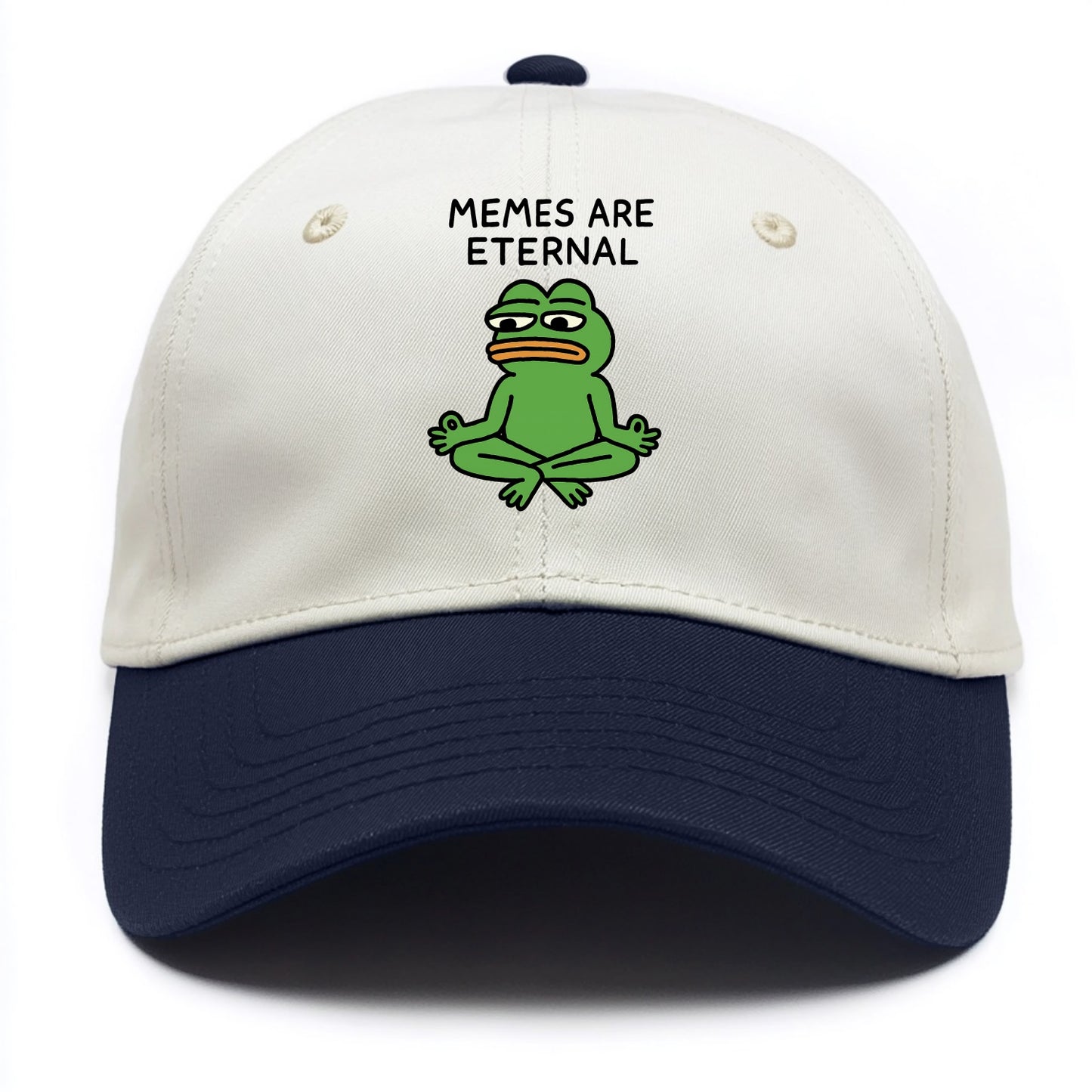 MEMES ARE ETERNAL | Immortal pepe meditating - Two Tone Cap - Navy