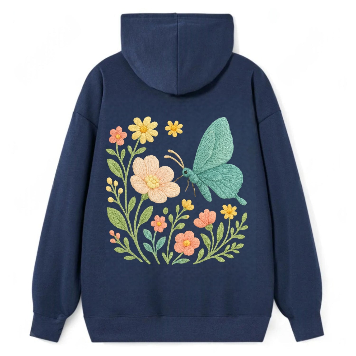 Mint Night Butterfly - Classic Pullover Hoodie - Navy