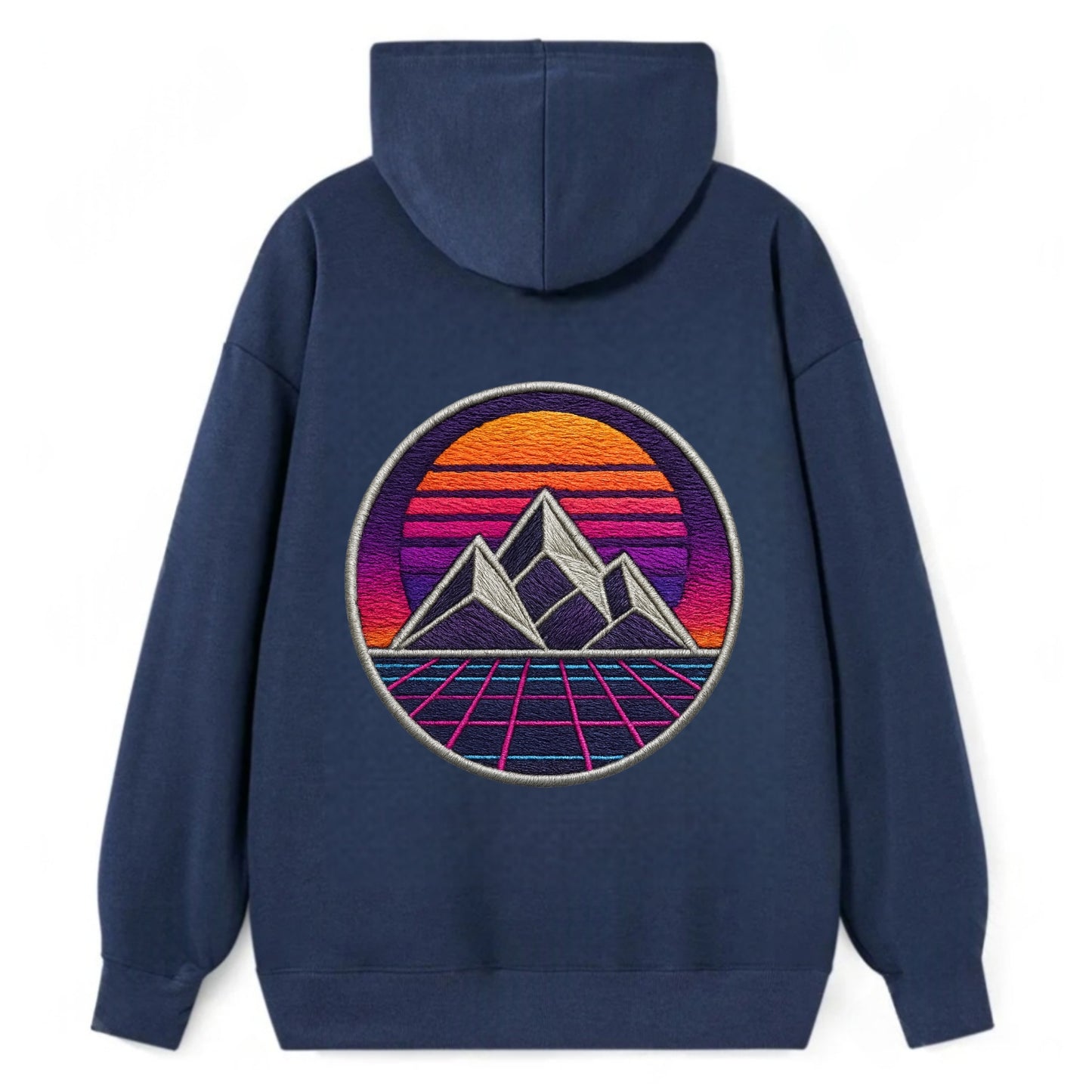 Retrowave Mountains - Classic Pullover Hoodie - Navy