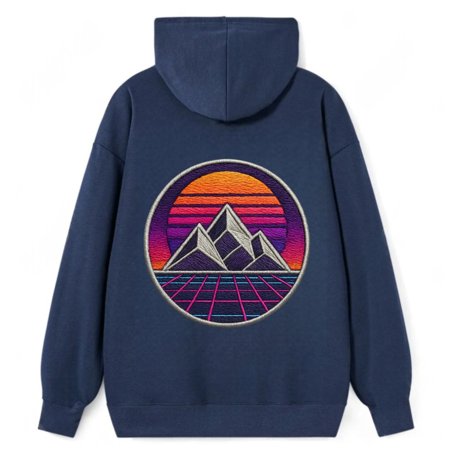 Retrowave Mountains - Classic Pullover Hoodie - Navy